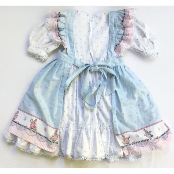 Vintage‎ Daisy Kingdom Blue Bunny Full Circle Pinafore Crinoline Dress No Tag - Picture 2 of 16